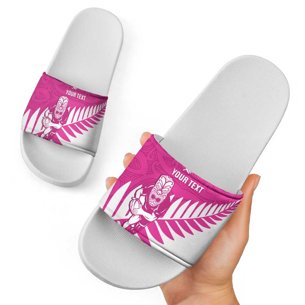 New Zealand Silver Fern Rugby Custom Slide Sandals Go All Black Maori Pink Version - Aussie Hoodie