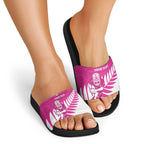 New Zealand Silver Fern Rugby Custom Slide Sandals Go All Black Maori Pink Version - Aussie Hoodie