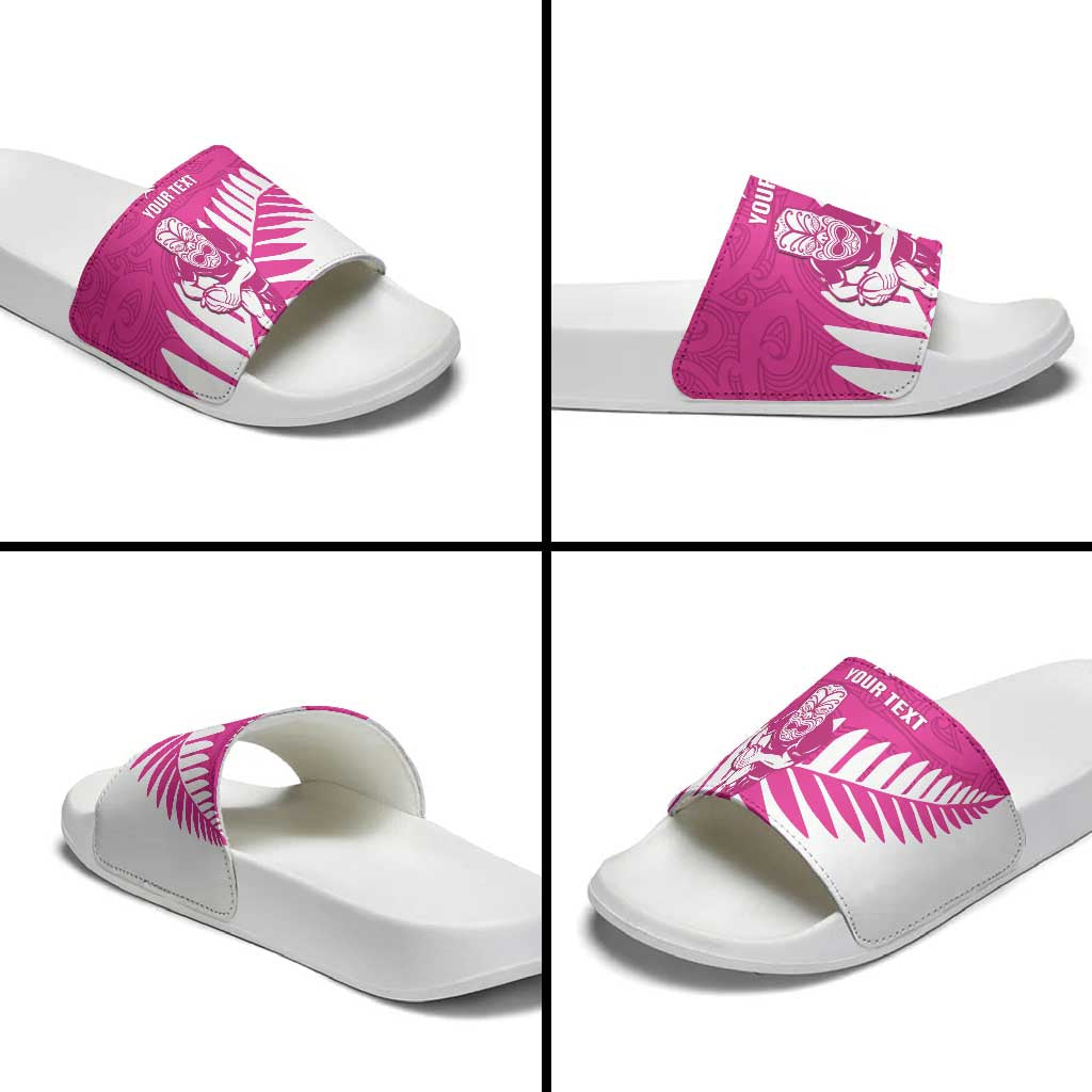 New Zealand Silver Fern Rugby Custom Slide Sandals Go All Black Maori Pink Version - Aussie Hoodie