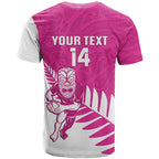 New Zealand Silver Fern Rugby Custom T Shirt Go All Black Maori Pink Version