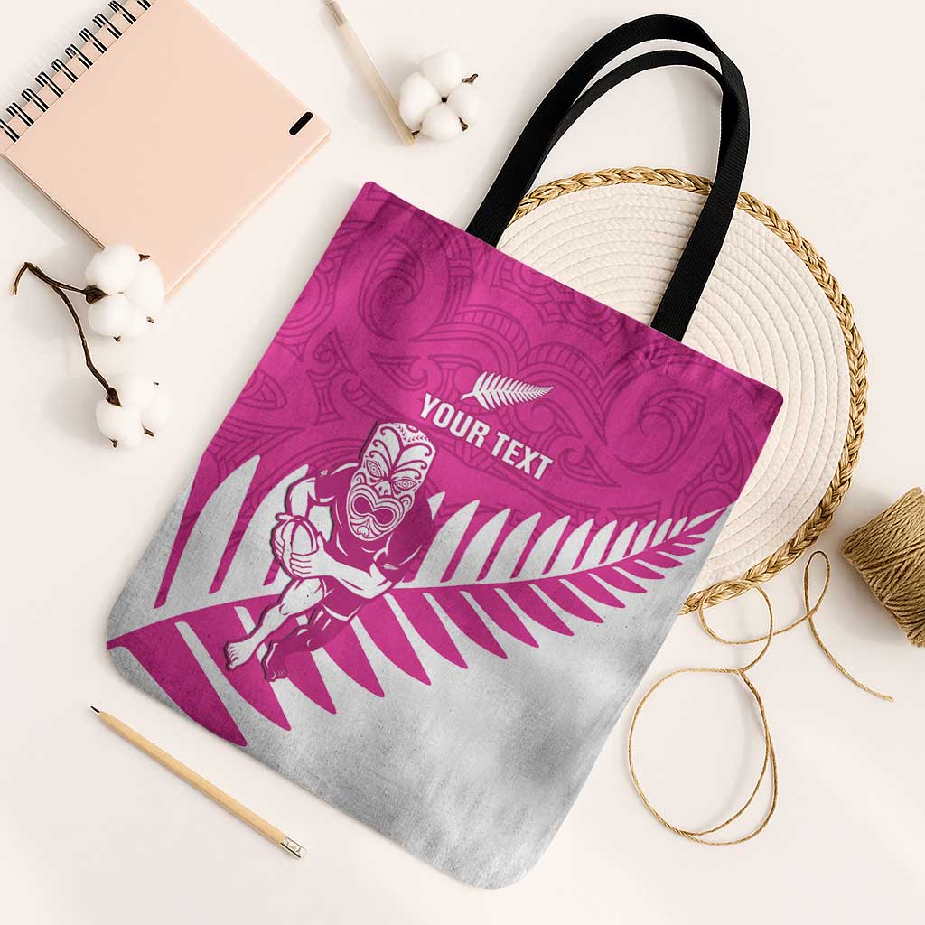 New Zealand Silver Fern Rugby Custom Tote Bag Go All Black Maori Pink Version - Aussie Hoodie