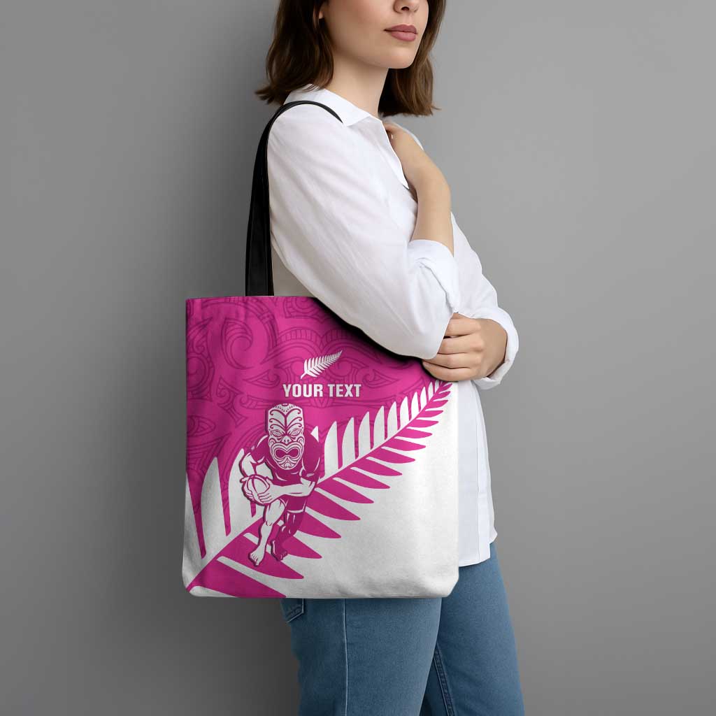 New Zealand Silver Fern Rugby Custom Tote Bag Go All Black Maori Pink Version - Aussie Hoodie
