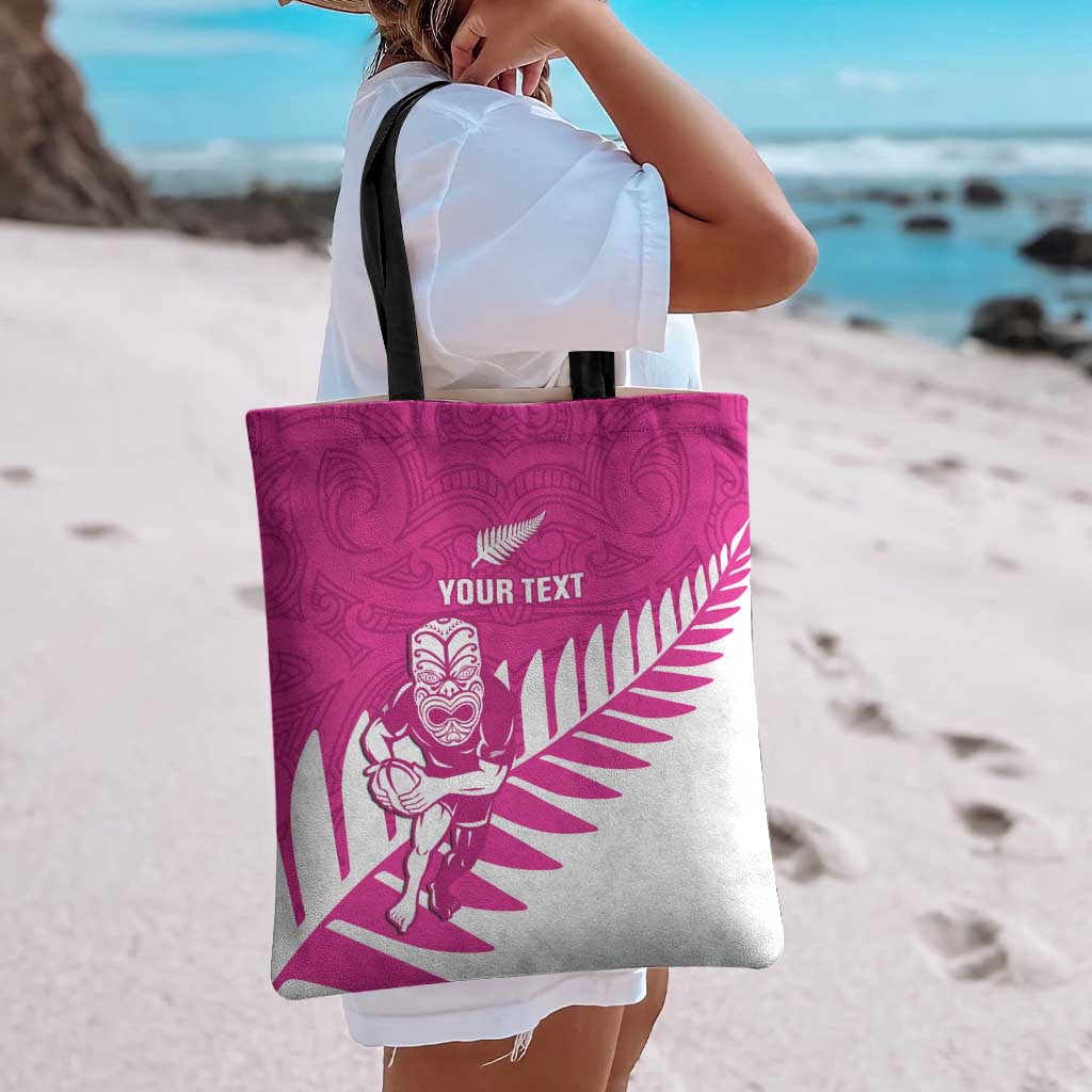 New Zealand Silver Fern Rugby Custom Tote Bag Go All Black Maori Pink Version - Aussie Hoodie