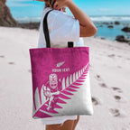 New Zealand Silver Fern Rugby Custom Tote Bag Go All Black Maori Pink Version - Aussie Hoodie