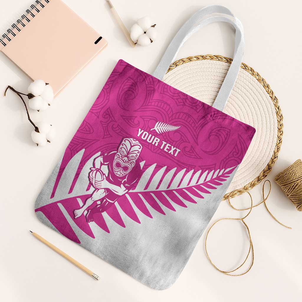 New Zealand Silver Fern Rugby Custom Tote Bag Go All Black Maori Pink Version - Aussie Hoodie