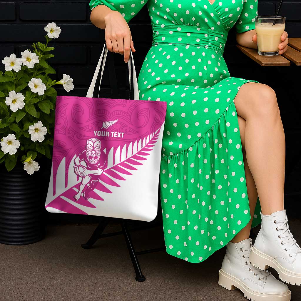 New Zealand Silver Fern Rugby Custom Tote Bag Go All Black Maori Pink Version - Aussie Hoodie