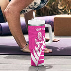 New Zealand Silver Fern Rugby Custom Tumbler With Handle Go All Black Maori Pink Version