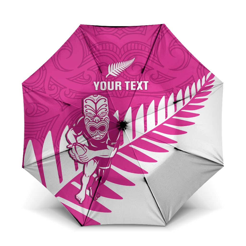 New Zealand Silver Fern Rugby Custom Umbrella Go All Black Maori Pink Version - Aussie Hoodie