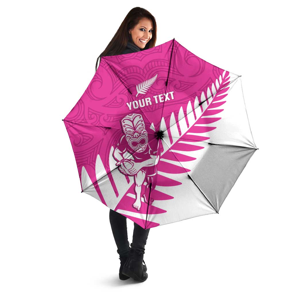 New Zealand Silver Fern Rugby Custom Umbrella Go All Black Maori Pink Version - Aussie Hoodie