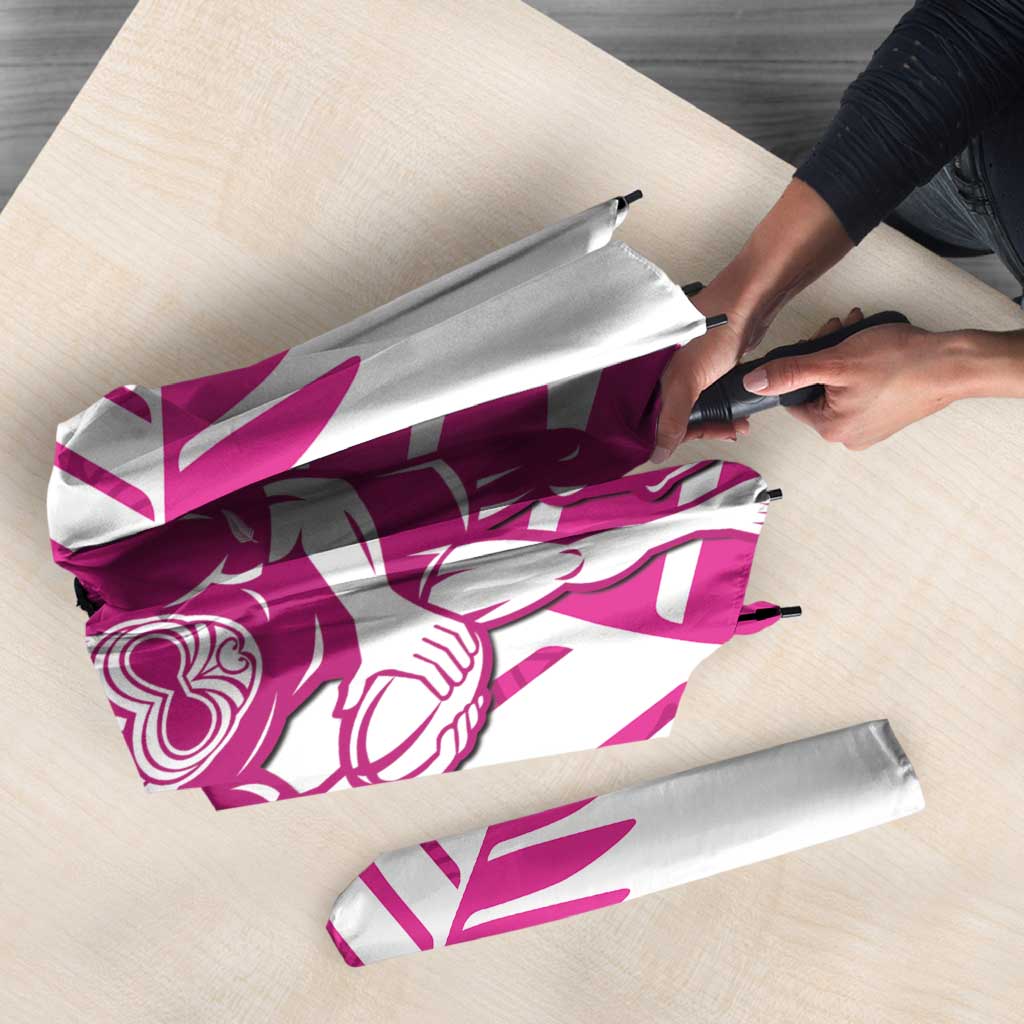 New Zealand Silver Fern Rugby Custom Umbrella Go All Black Maori Pink Version - Aussie Hoodie