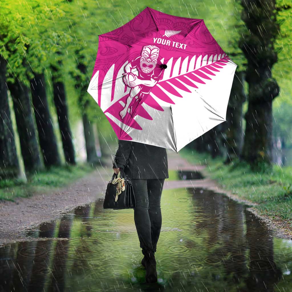 New Zealand Silver Fern Rugby Custom Umbrella Go All Black Maori Pink Version - Aussie Hoodie
