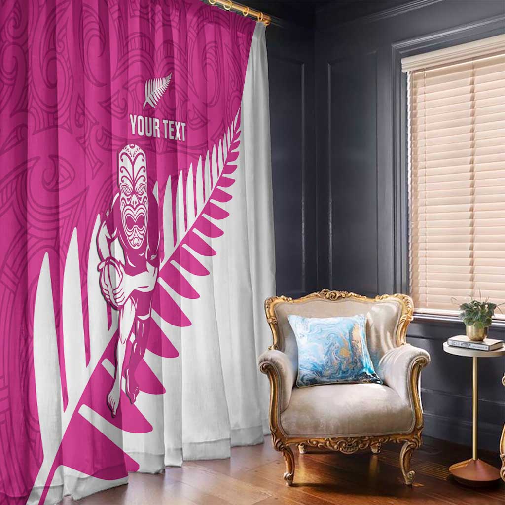 New Zealand Silver Fern Rugby Custom Window Curtain Go All Black Maori Pink Version