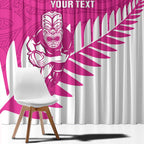 New Zealand Silver Fern Rugby Custom Window Curtain Go All Black Maori Pink Version