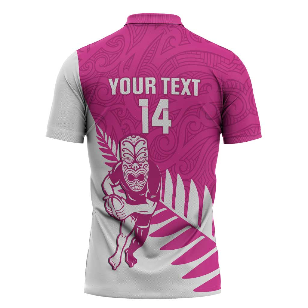 New Zealand Silver Fern Rugby Custom Zipper Polo Shirt Go All Black Maori Pink Version - Aussie Hoodie