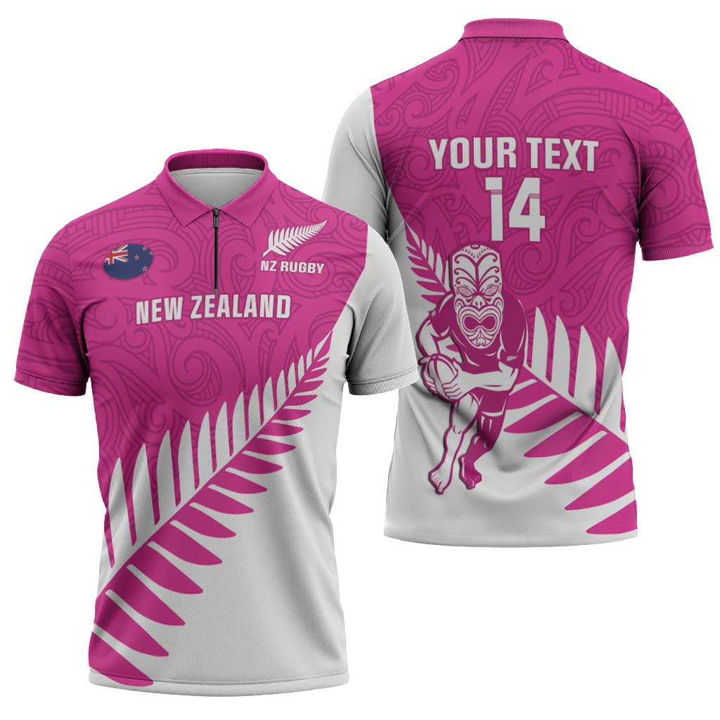 New Zealand Silver Fern Rugby Custom Zipper Polo Shirt Go All Black Maori Pink Version - Aussie Hoodie