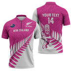 New Zealand Silver Fern Rugby Custom Zipper Polo Shirt Go All Black Maori Pink Version - Aussie Hoodie