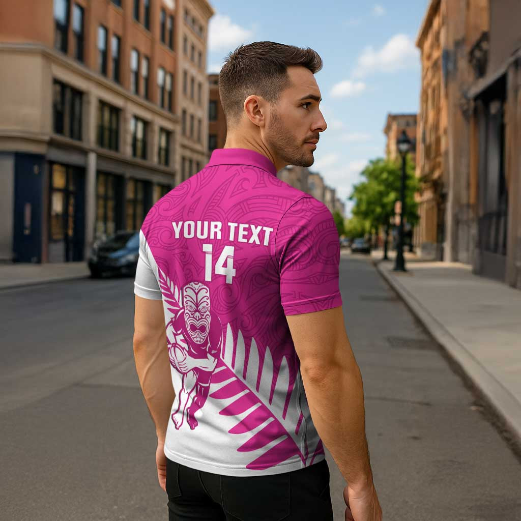 New Zealand Silver Fern Rugby Custom Zipper Polo Shirt Go All Black Maori Pink Version - Aussie Hoodie