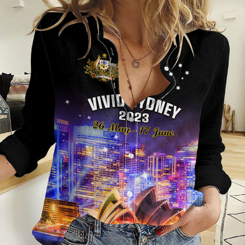 Australia Vivid Sydney 2023 Women Casual Shirt Aussie Proud Sydney Opera House LT14
