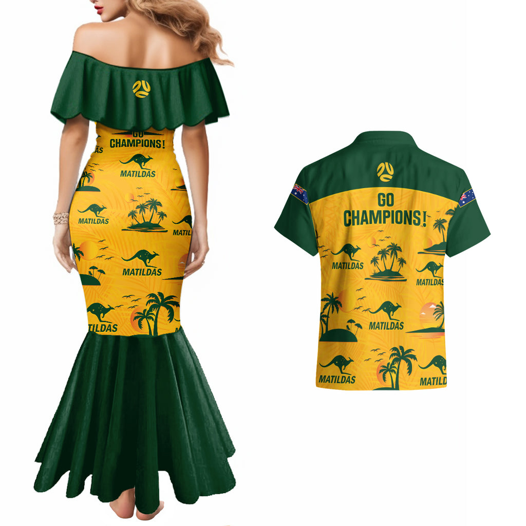 australia-soccer-couples-matching-mermaid-dress-and-hawaiian-shirt-matildas-world-cup-2023-tropical-style