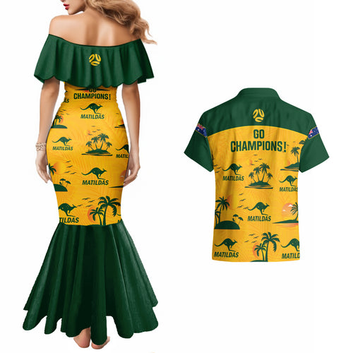 australia-soccer-couples-matching-mermaid-dress-and-hawaiian-shirt-matildas-world-cup-2023-tropical-style
