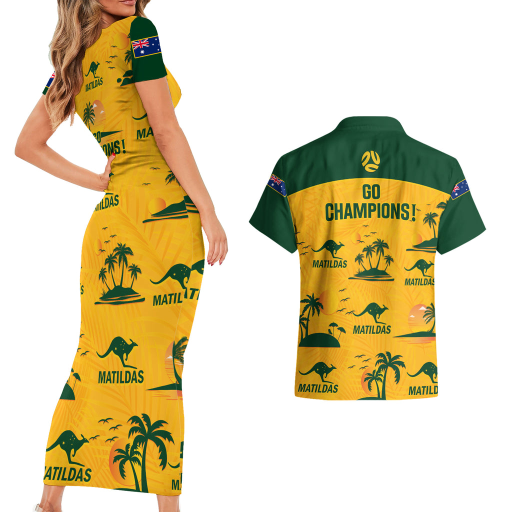 australia-soccer-couples-matching-short-sleeve-bodycon-dress-and-hawaiian-shirt-matildas-world-cup-2023-tropical-style