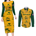 custom-australia-soccer-couples-matching-long-sleeve-bodycon-dress-and-long-sleeve-button-shirts-matildas-world-cup-2023-tropical-style