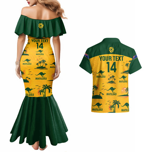 custom-australia-soccer-couples-matching-mermaid-dress-and-hawaiian-shirt-matildas-world-cup-2023-tropical-style