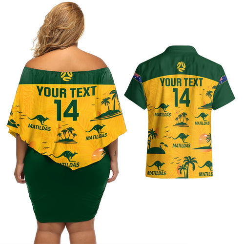 custom-australia-soccer-couples-matching-off-shoulder-short-dress-and-hawaiian-shirt-matildas-world-cup-2023-tropical-style