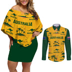 custom-australia-soccer-couples-matching-off-shoulder-short-dress-and-long-sleeve-button-shirts-matildas-world-cup-2023-tropical-style