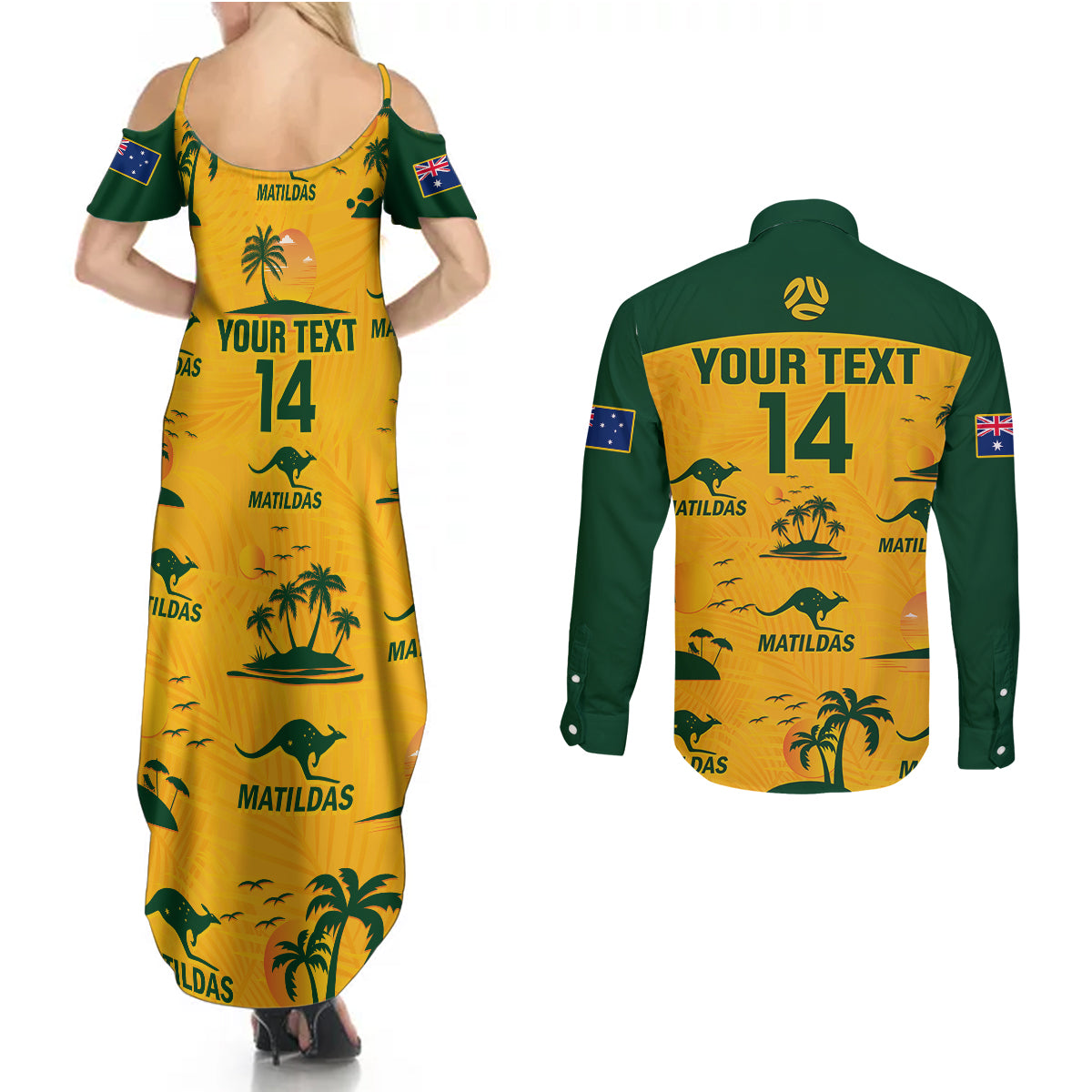 custom-australia-soccer-couples-matching-summer-maxi-dress-and-long-sleeve-button-shirts-matildas-world-cup-2023-tropical-style