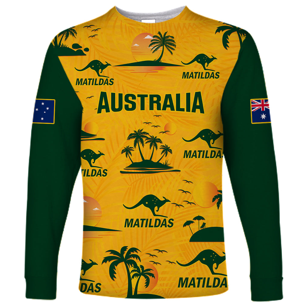 custom-australia-soccer-long-sleeve-shirt-matildas-world-cup-2023-tropical-style