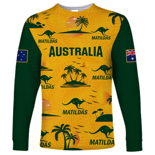 custom-australia-soccer-long-sleeve-shirt-matildas-world-cup-2023-tropical-style