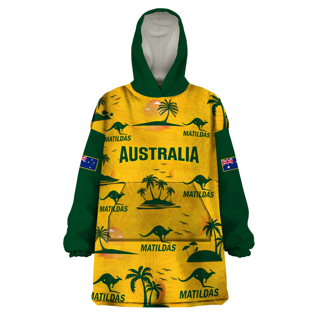 custom-australia-soccer-wearable-blanket-hoodie-matildas-world-cup-2023-tropical-style