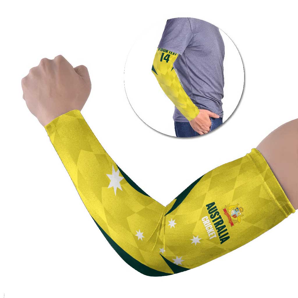 Australia Cricket Custom Arm Sleeves Go Aussie Dynamic Yellow - Aussie Hoodie