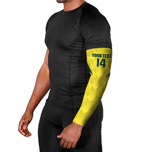 Australia Cricket Custom Arm Sleeves Go Aussie Dynamic Yellow - Aussie Hoodie