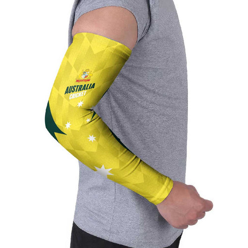 Australia Cricket Custom Arm Sleeves Go Aussie Dynamic Yellow - Aussie Hoodie
