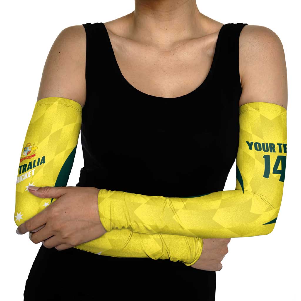 Australia Cricket Custom Arm Sleeves Go Aussie Dynamic Yellow - Aussie Hoodie
