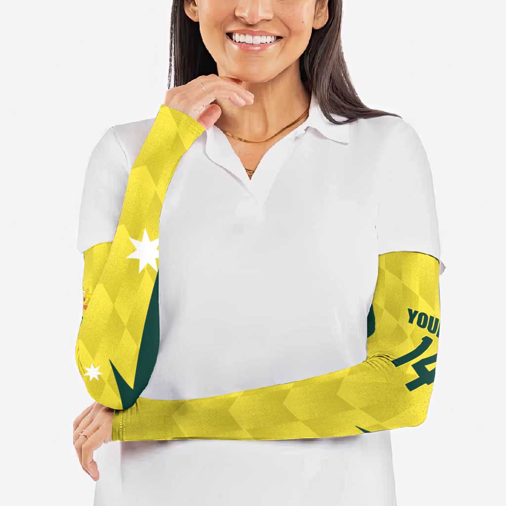 Australia Cricket Custom Arm Sleeves Go Aussie Dynamic Yellow - Aussie Hoodie