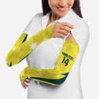Australia Cricket Custom Arm Sleeves Go Aussie Dynamic Yellow - Aussie Hoodie