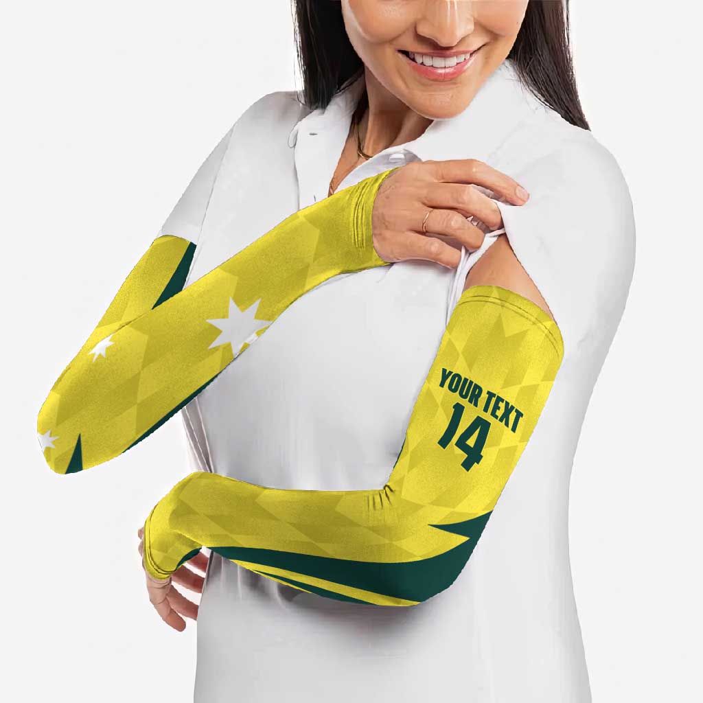 Australia Cricket Custom Arm Sleeves Go Aussie Dynamic Yellow - Aussie Hoodie