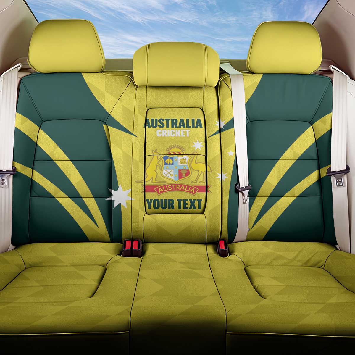 Australia Cricket Custom Back Car Seat Cover Go Aussie Dynamic Yellow - Aussie Hoodie