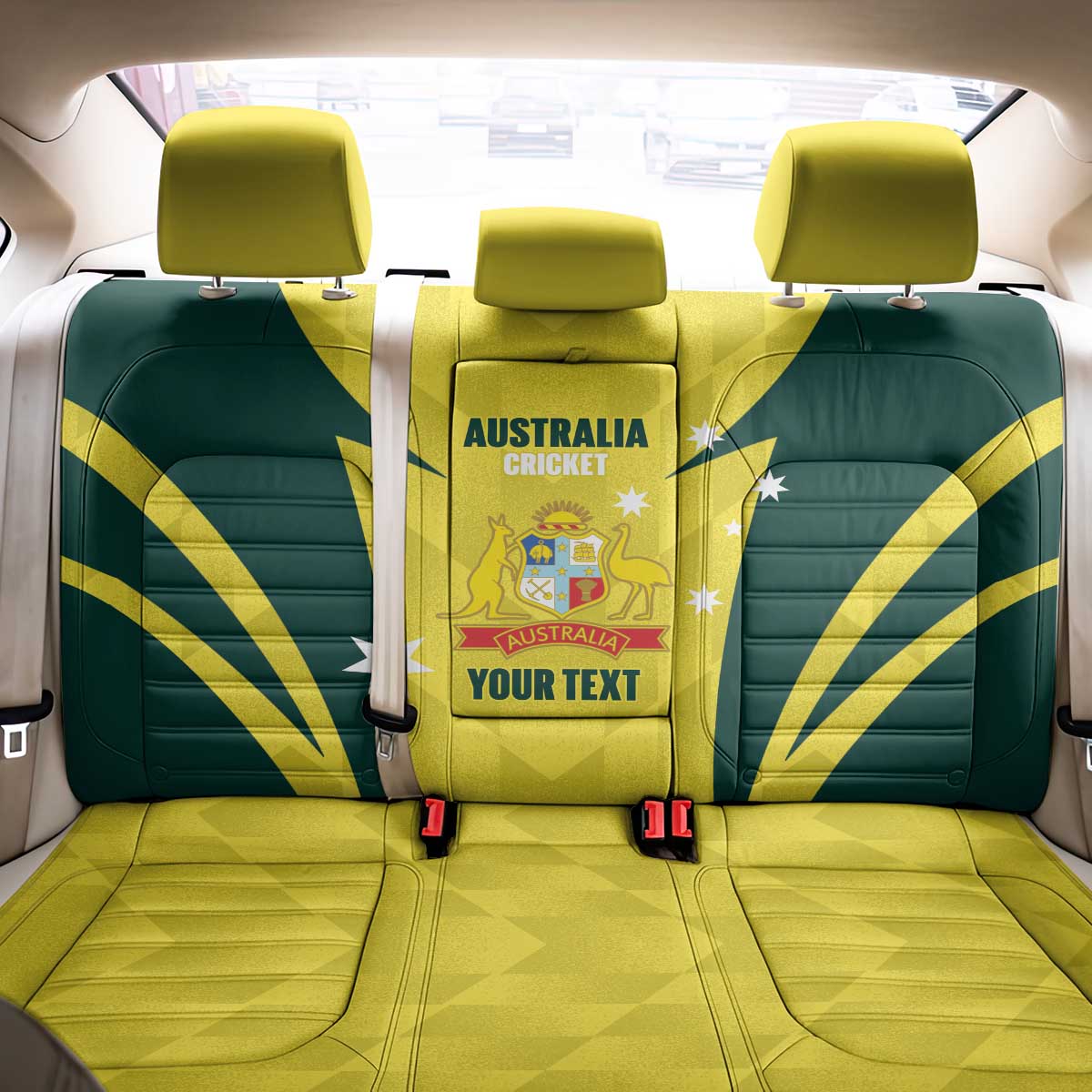 Australia Cricket Custom Back Car Seat Cover Go Aussie Dynamic Yellow - Aussie Hoodie