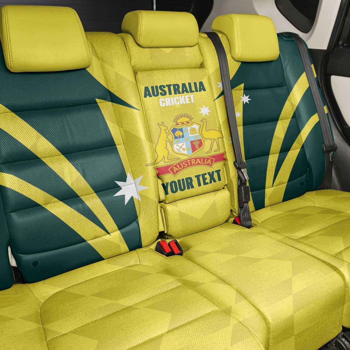 Australia Cricket Custom Back Car Seat Cover Go Aussie Dynamic Yellow - Aussie Hoodie