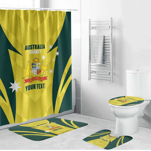 Australia Cricket Custom Bathroom Set Go Aussie Dynamic Yellow - Aussie Hoodie
