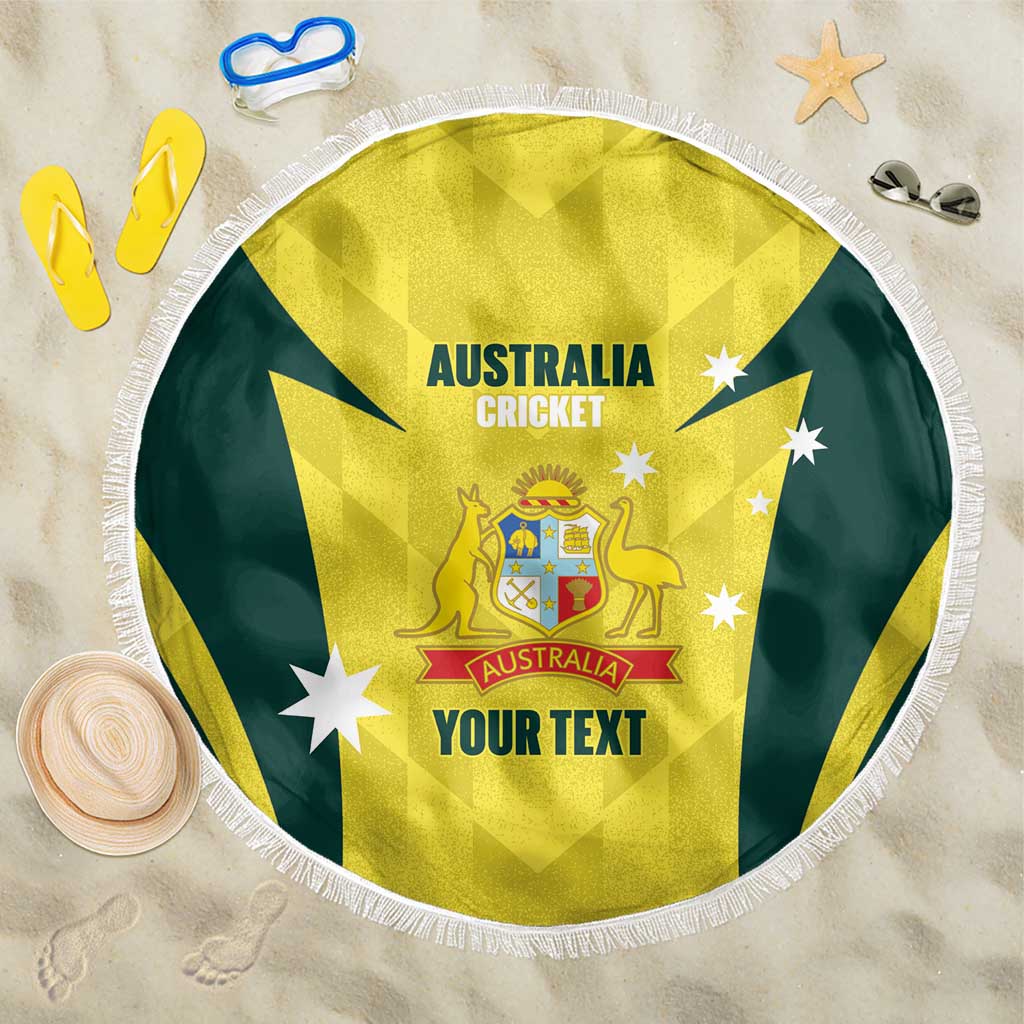 Australia Cricket Custom Beach Blanket Go Aussie Dynamic Yellow - Aussie Hoodie