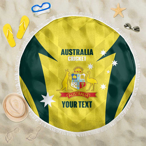 Australia Cricket Custom Beach Blanket Go Aussie Dynamic Yellow - Aussie Hoodie