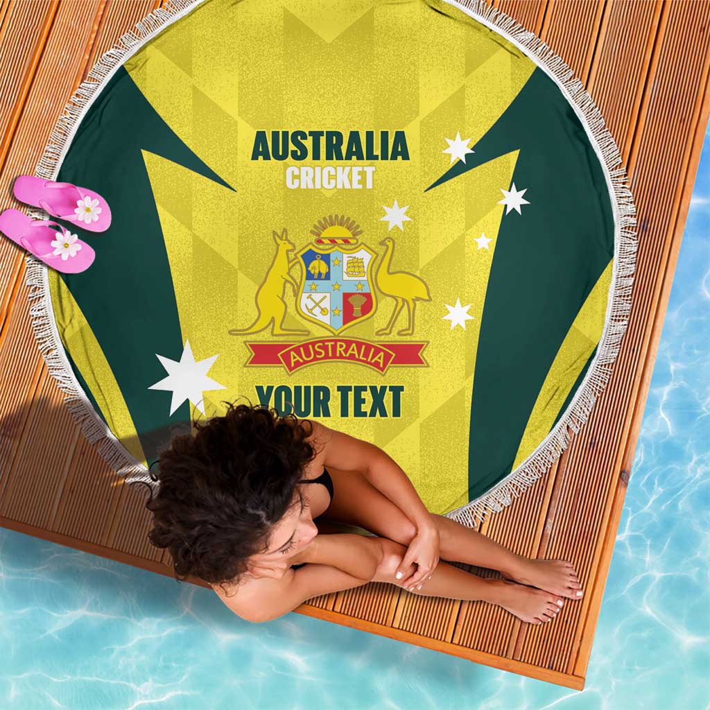 Australia Cricket Custom Beach Blanket Go Aussie Dynamic Yellow - Aussie Hoodie