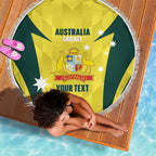 Australia Cricket Custom Beach Blanket Go Aussie Dynamic Yellow - Aussie Hoodie