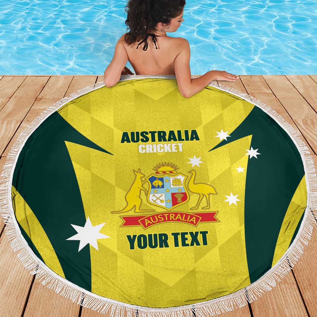 Australia Cricket Custom Beach Blanket Go Aussie Dynamic Yellow - Aussie Hoodie