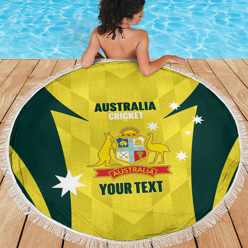 Australia Cricket Custom Beach Blanket Go Aussie Dynamic Yellow - Aussie Hoodie